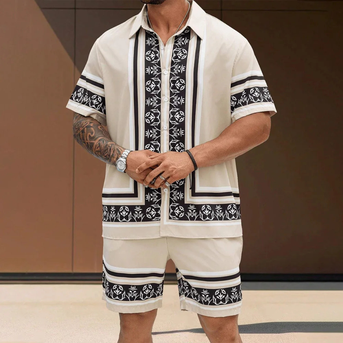 The Glenwood Ridge Men’s Casual Print Set – Shirt & Short