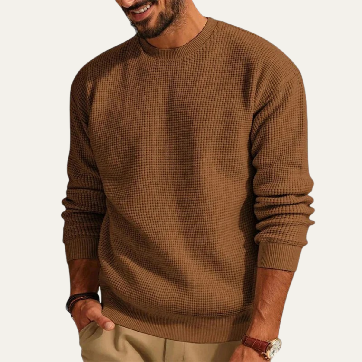 The Mayfair Men's Knit Sweater - Casual Textured Crew Neck