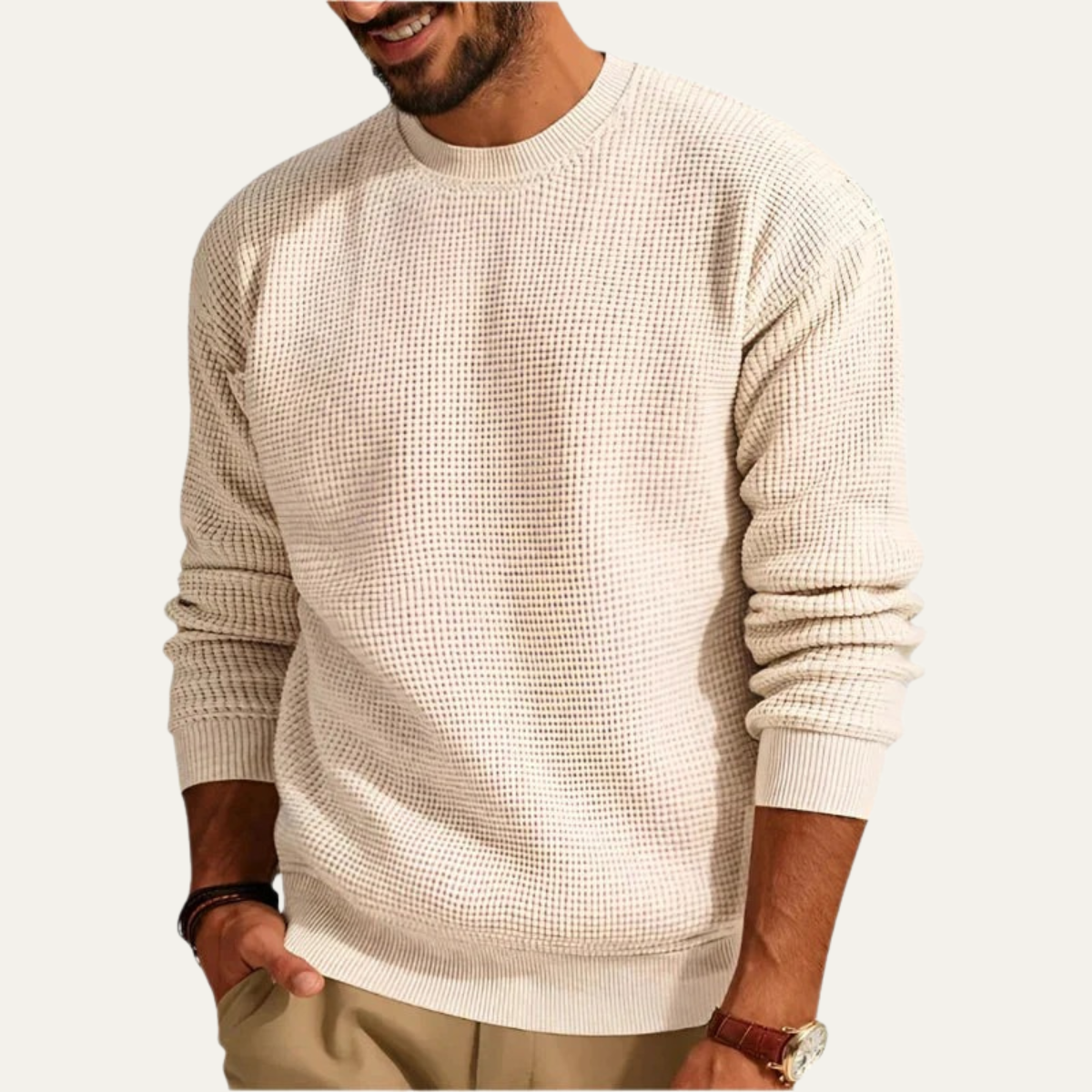 The Mayfair Men's Knit Sweater - Casual Textured Crew Neck