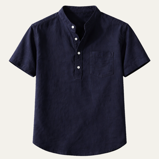 The Assisi Men’s Cotton Stand Collar Henley Shirt
