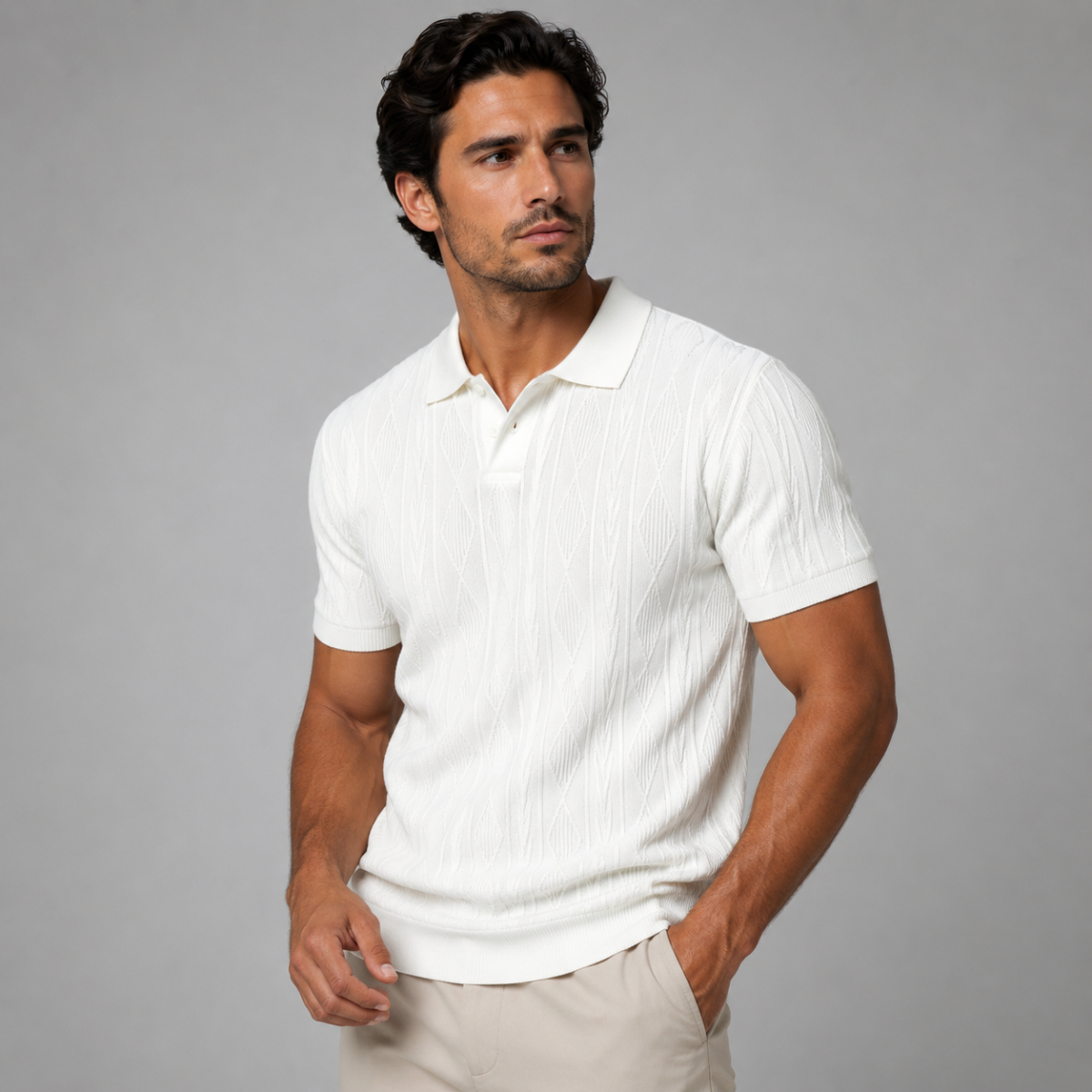 The Ridgebrook Men’s Textured Button Up Casual Polo Shirt