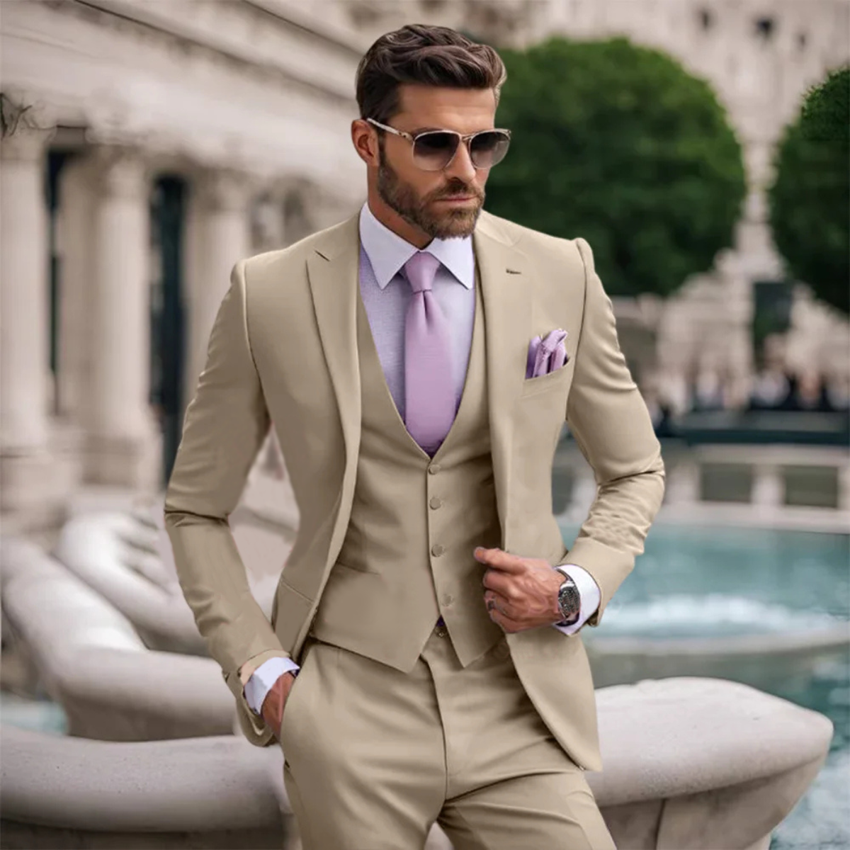 The Silverwood Men’s 3 Piece Slim Fit Suit – Elegant Blazer, Waistcoat & Trousers Set