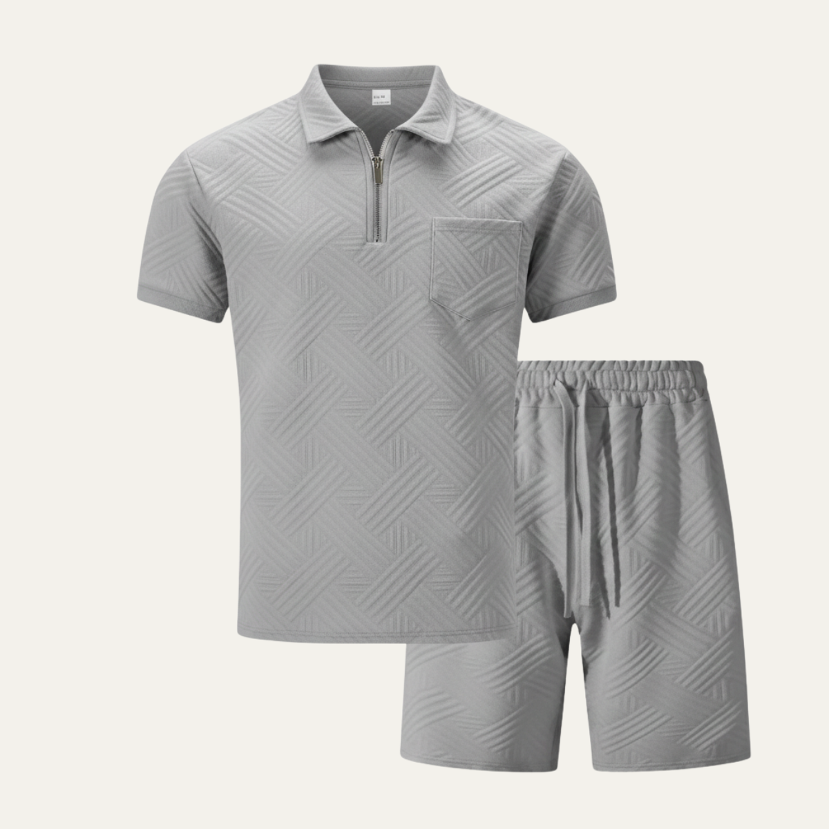 The Brookview Men’s Jacquard Casual Summer Set – Shirt & Shorts
