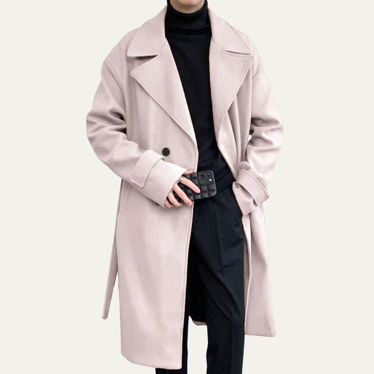 Men's Wool Overcoat Black Long