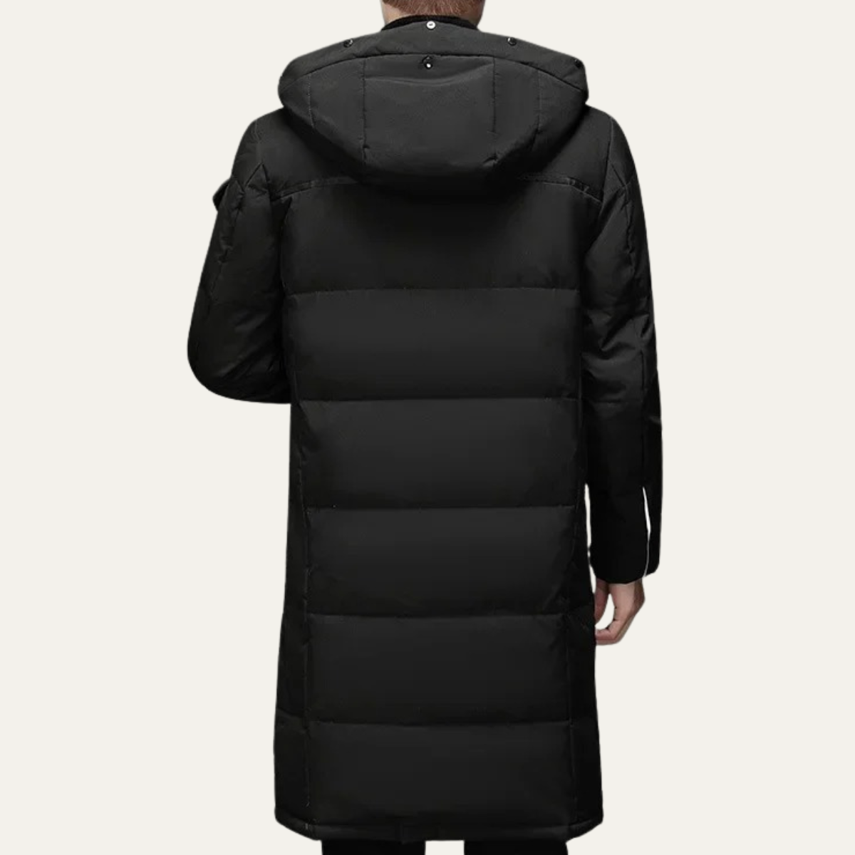 The Woking Men’s Thermal Longline Black Puffer Coat with Hood