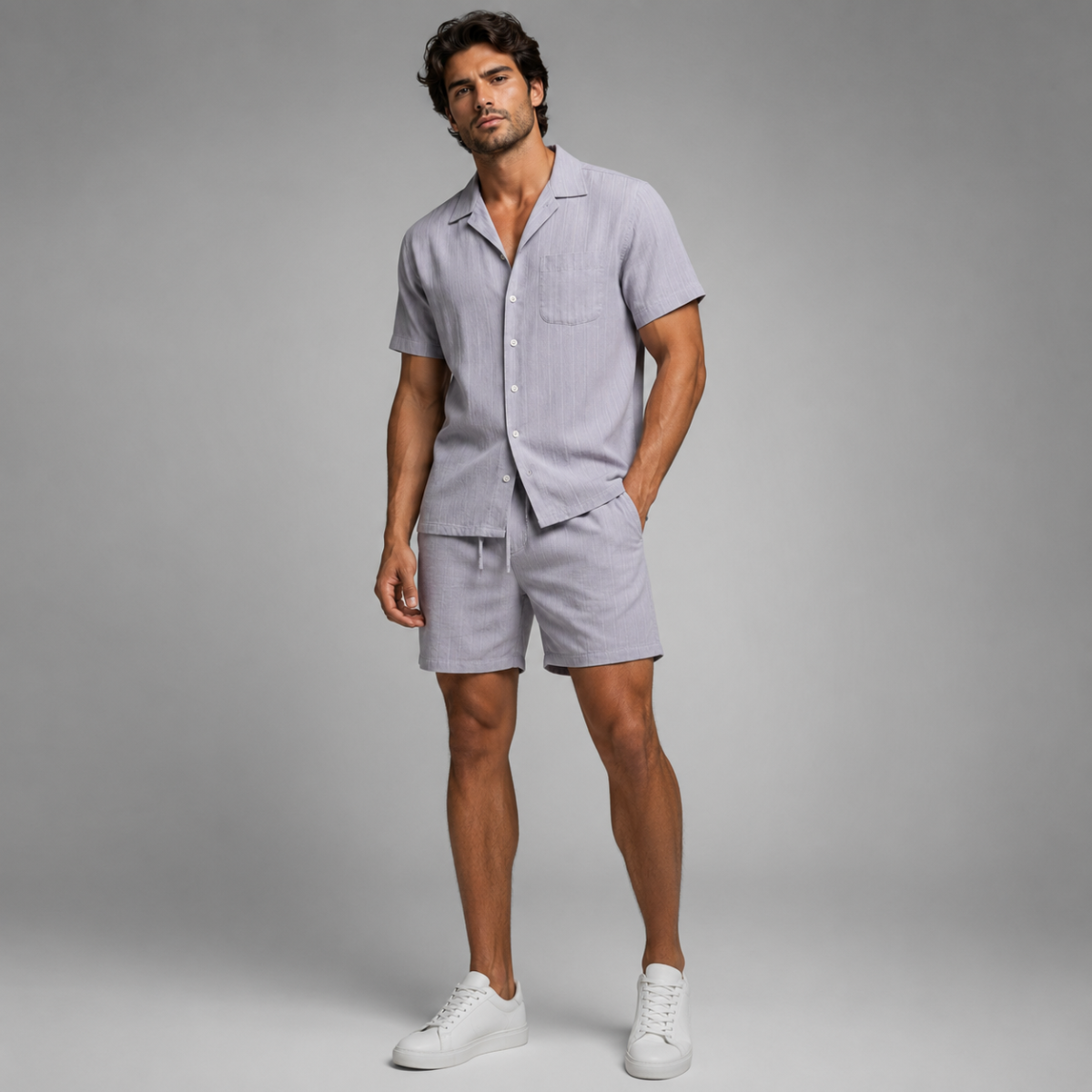 The Cedarfall Men’s Breathable Casual Summer Set – Shirt & Shorts