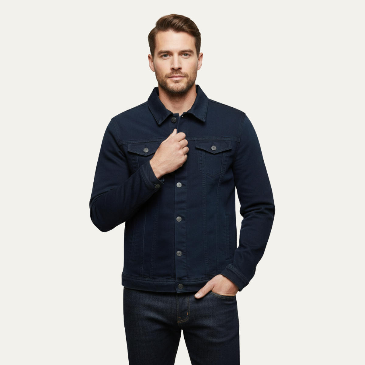 The Redstone Men’s Classic Slim Fit Vintage Denim Jacket