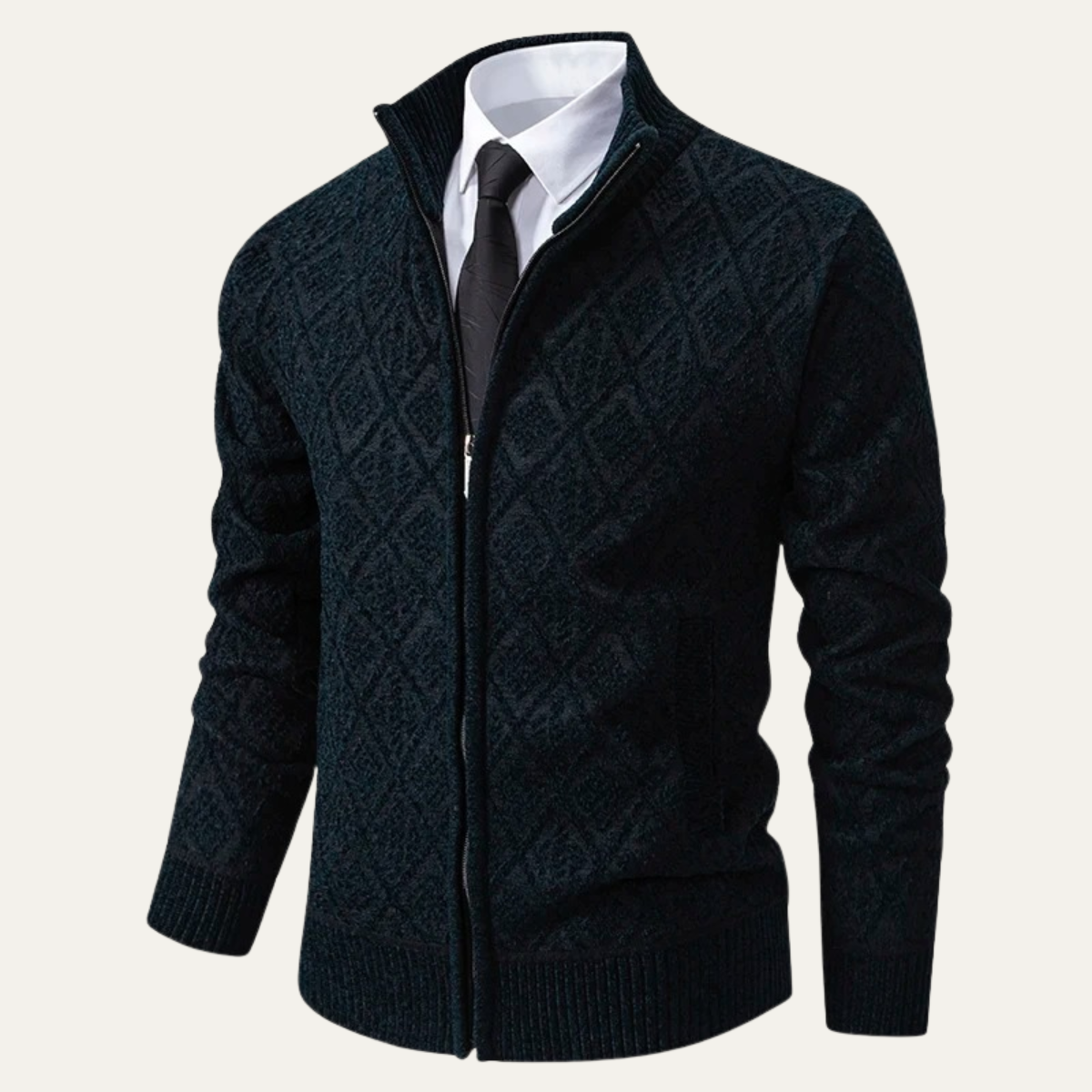 The Arezzo Men’s Smart Casual Diamond Patterned Knit Jacket