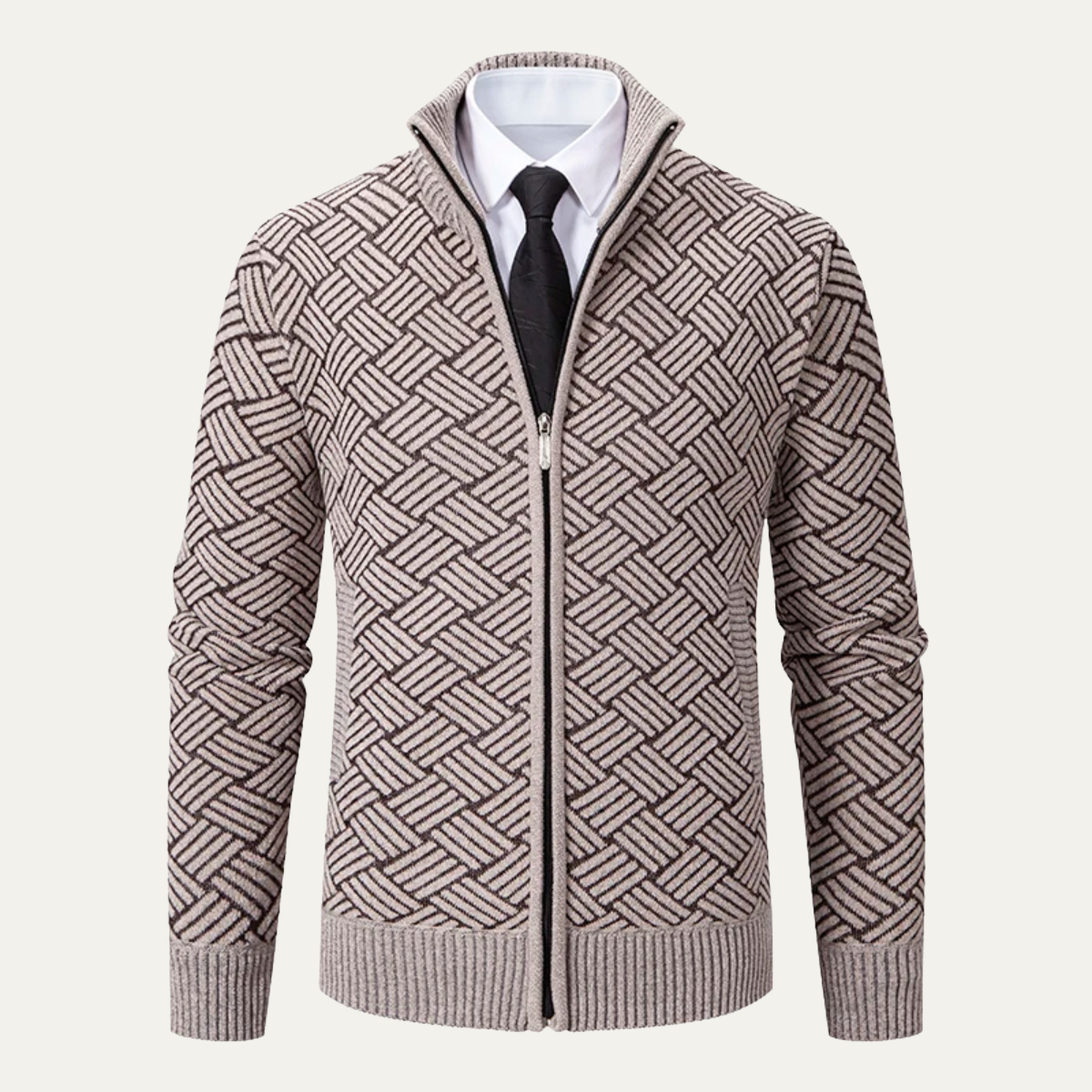 The Brackenridge Men’s  Warm Fleece Lined Thick Knitted Full Zip Jacket