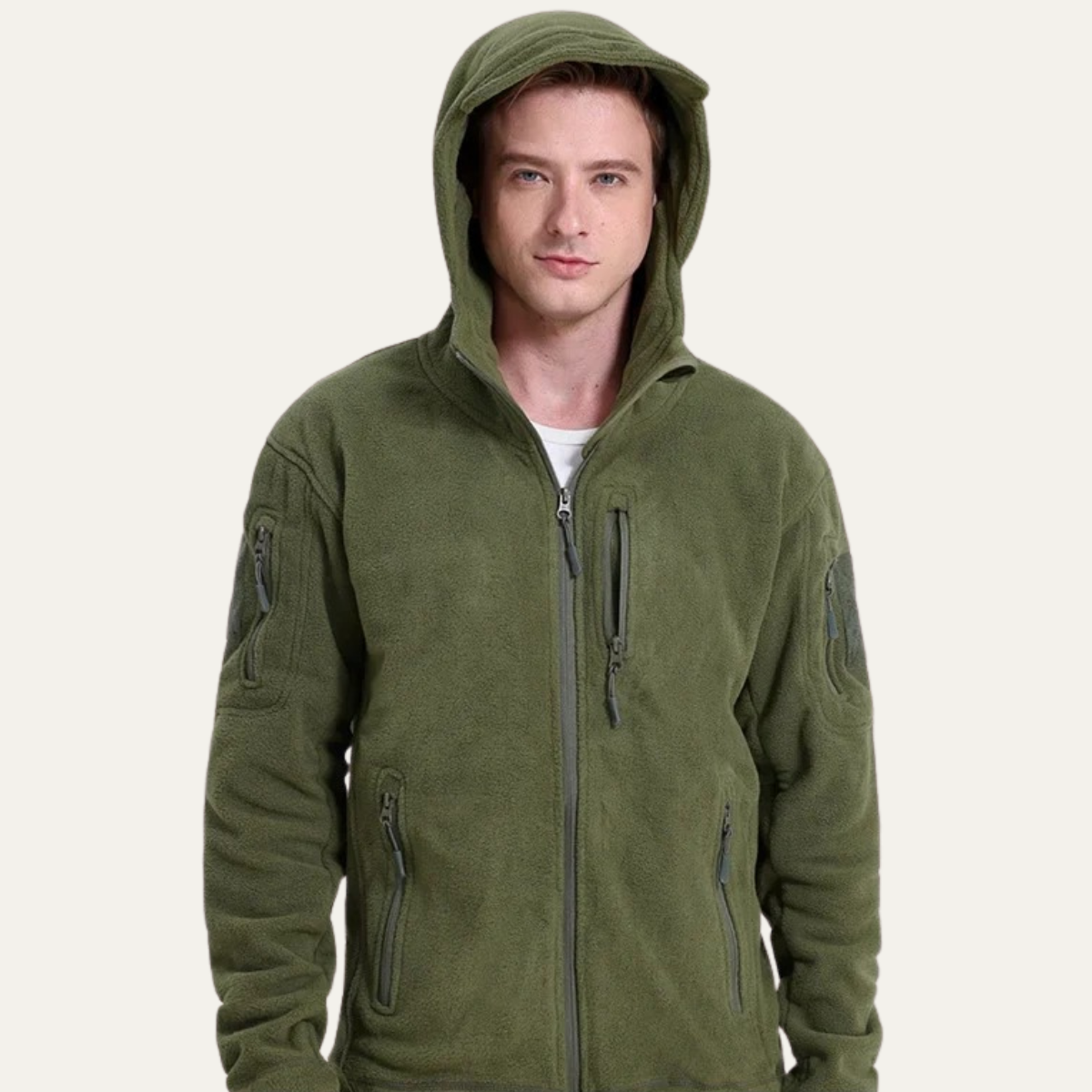The Pitigliano Men’s Warm Tactical Fleece Jacket with Hood and Multi Pockets