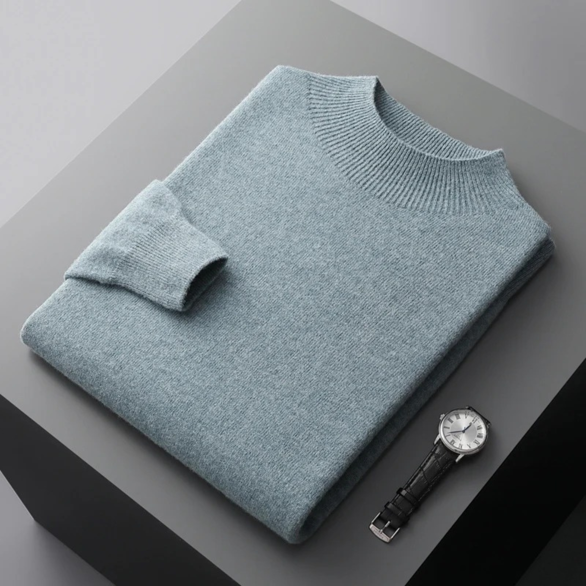 The Taranto Men’s Plain Mock Neck Knit Sweater
