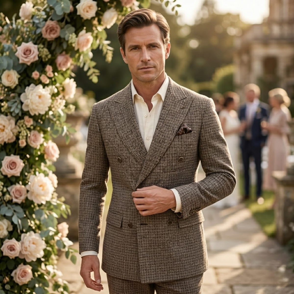 The Garda Porto Men’s Checked Double Breasted Plaid Blazer - Wedding Guest