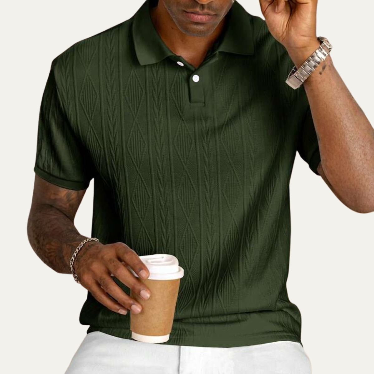 The Willowstone Ridge Men’s Textured Button Up Trendy Polo Shirt