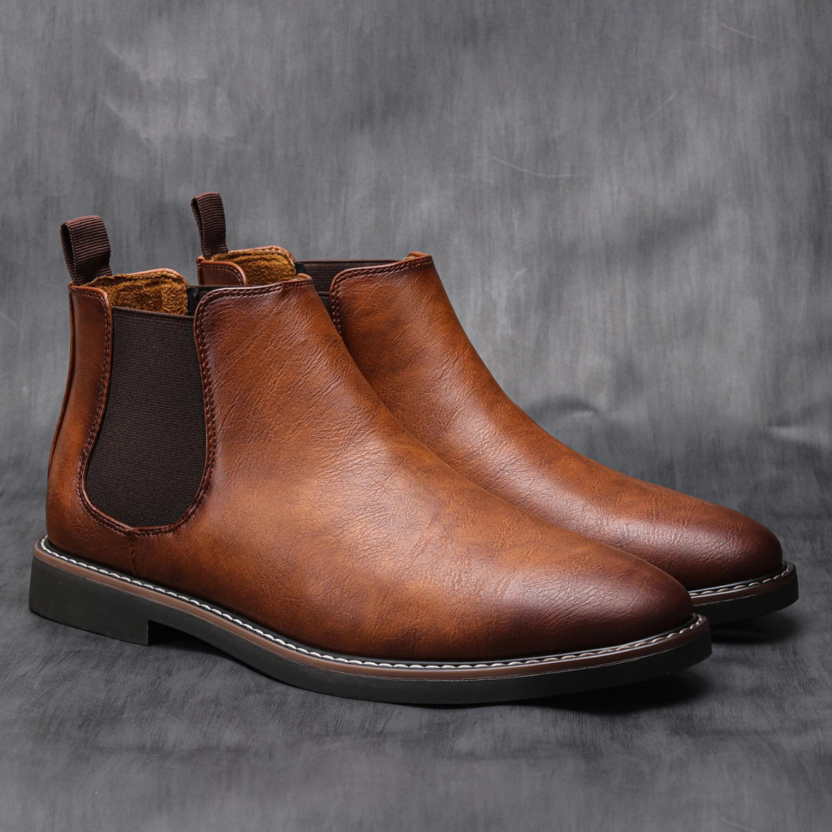 The Montalcino Men’s Brown Classic Leather Slip On Chelsea Boots