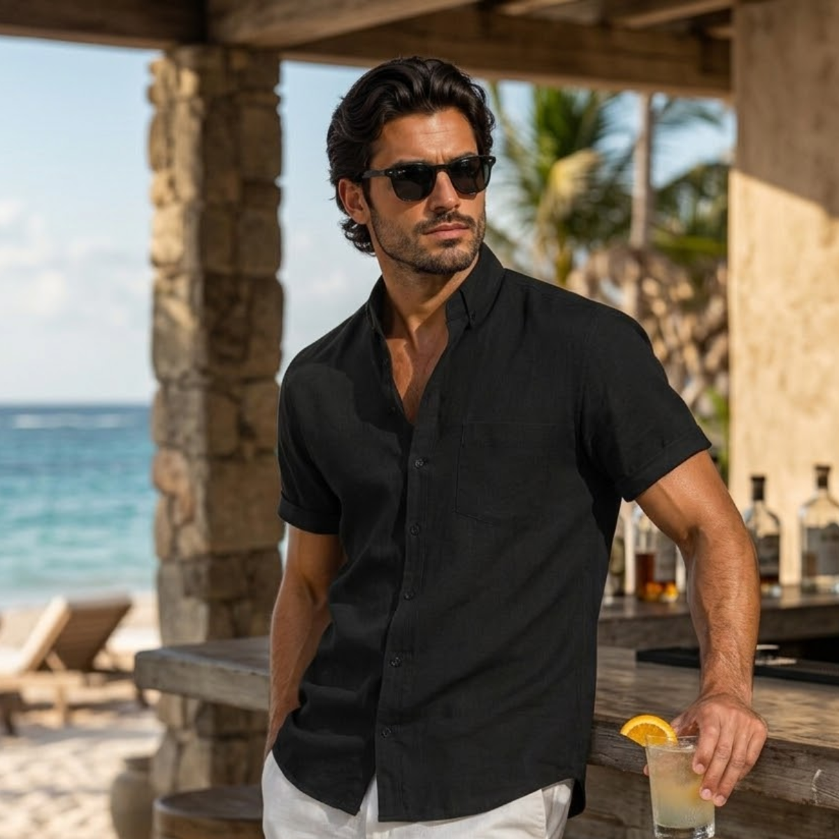 The Creststone Men’s Casual Cotton Summer Beach Shirt