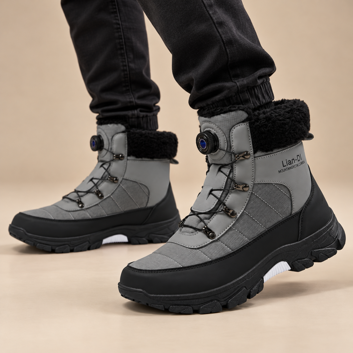 The Tarquinia Men’s Winter Warm Fur Lined High Top Anti Slip Snow Boots