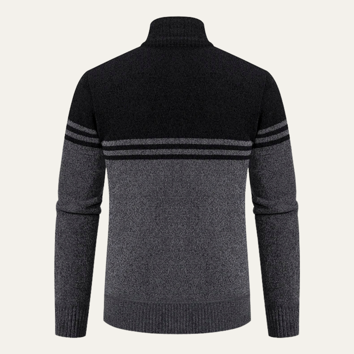 The Genova Men's Striped Thick Fleece Lined Knit Sweater Jacket
