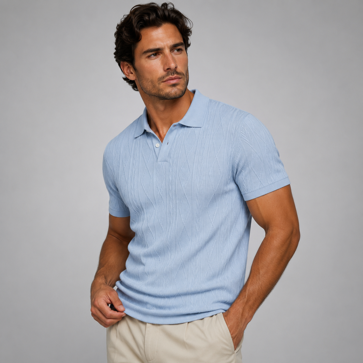 The Willowstone Ridge Men’s Textured Button Up Trendy Polo Shirt