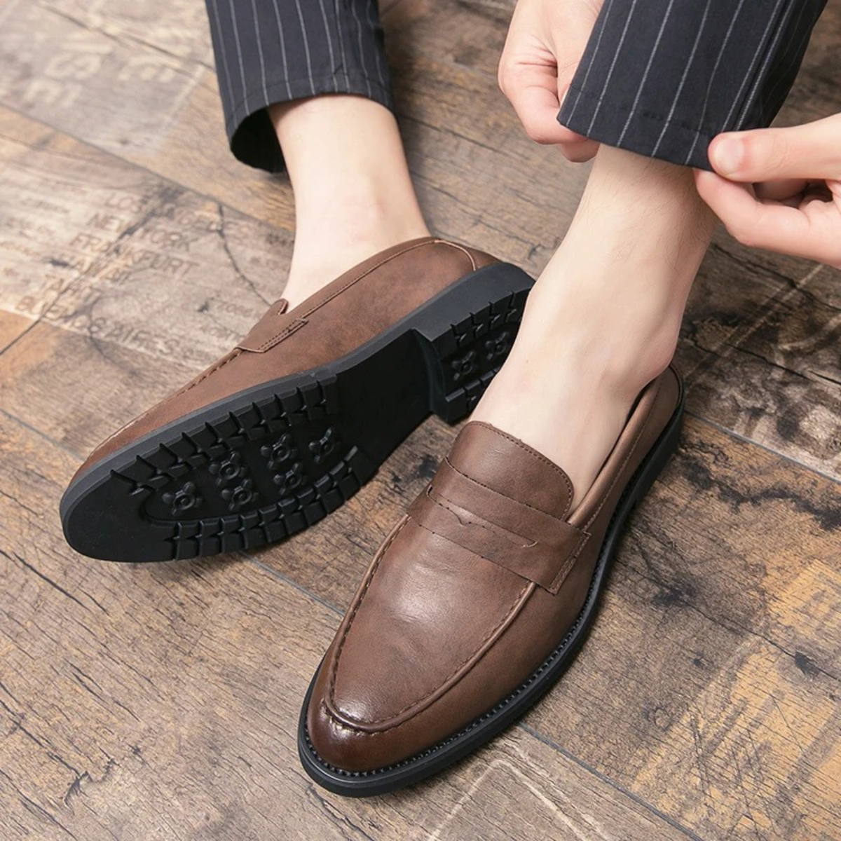 The Crestfield Men’s Soft Faux Leather Slip On Business Loafers