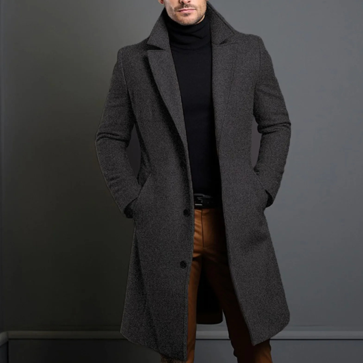 The Wilshire Men's Long Double Breasted Wool Blend Smart Overcoat