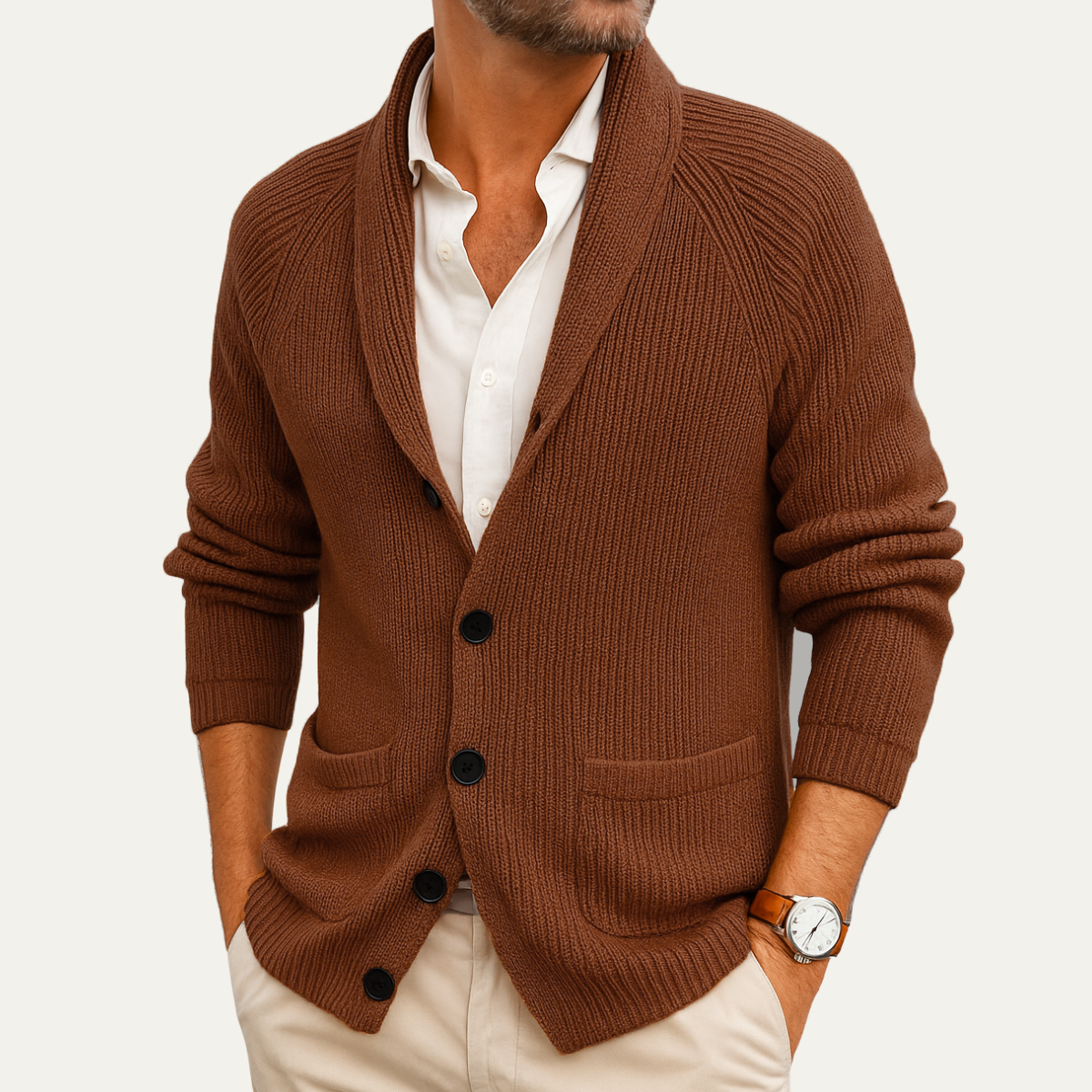 The Oxford Men’s Shawl Collar Knitted Button Up Cardigan