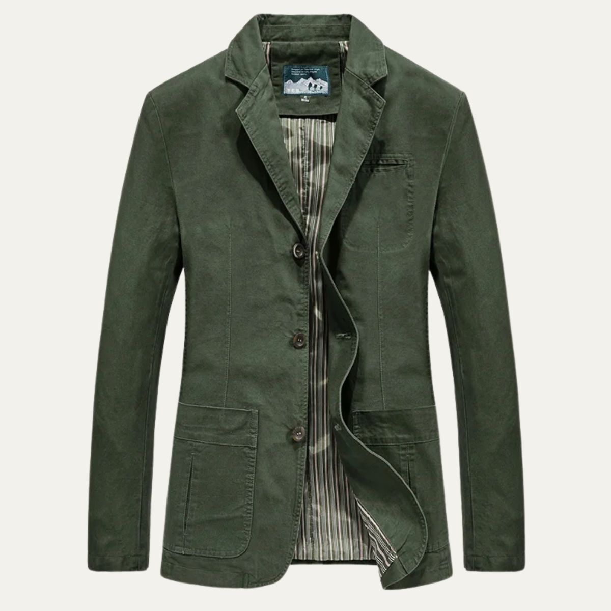 Men's Casual Cotton Blazer Olive Green Lined