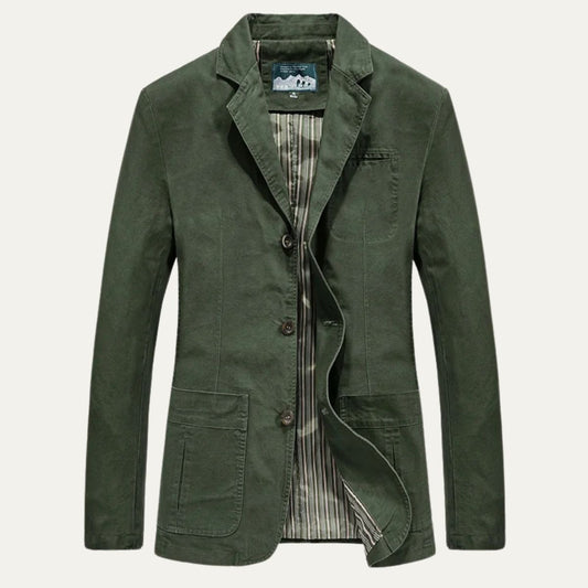 Men's Casual Cotton Blazer Olive Green Lined