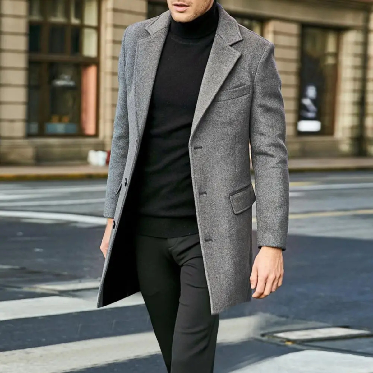 The Ravenswood Men's Single Breasted Wool Blend Overcoat