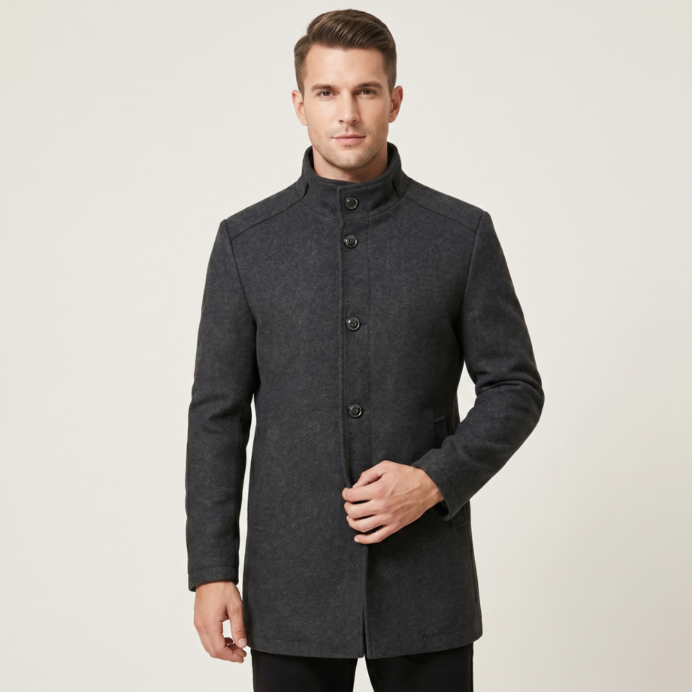Men's Wool Overcoat Button Up