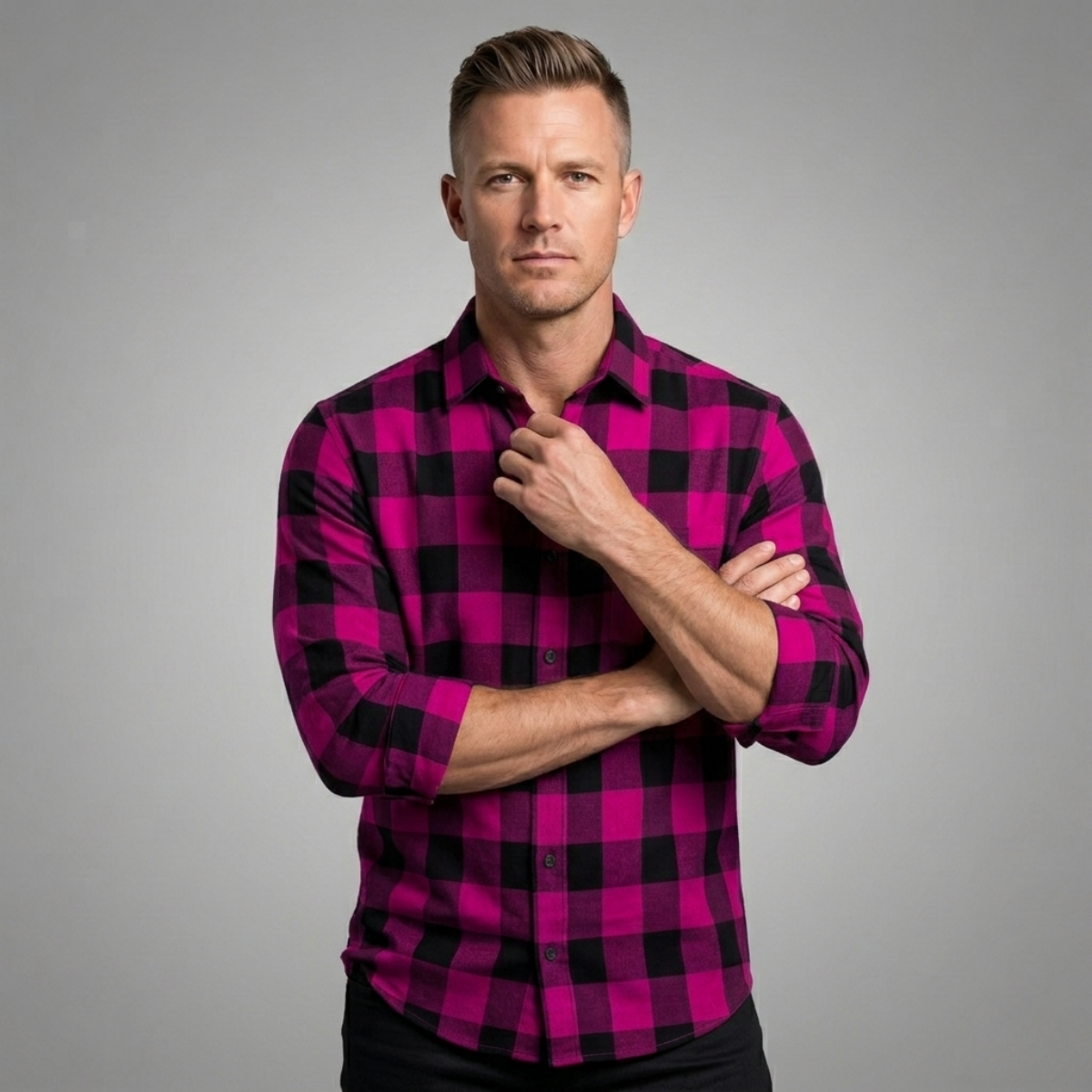 The Desenzano Men’s Trendy Plaid Button Up Shirt