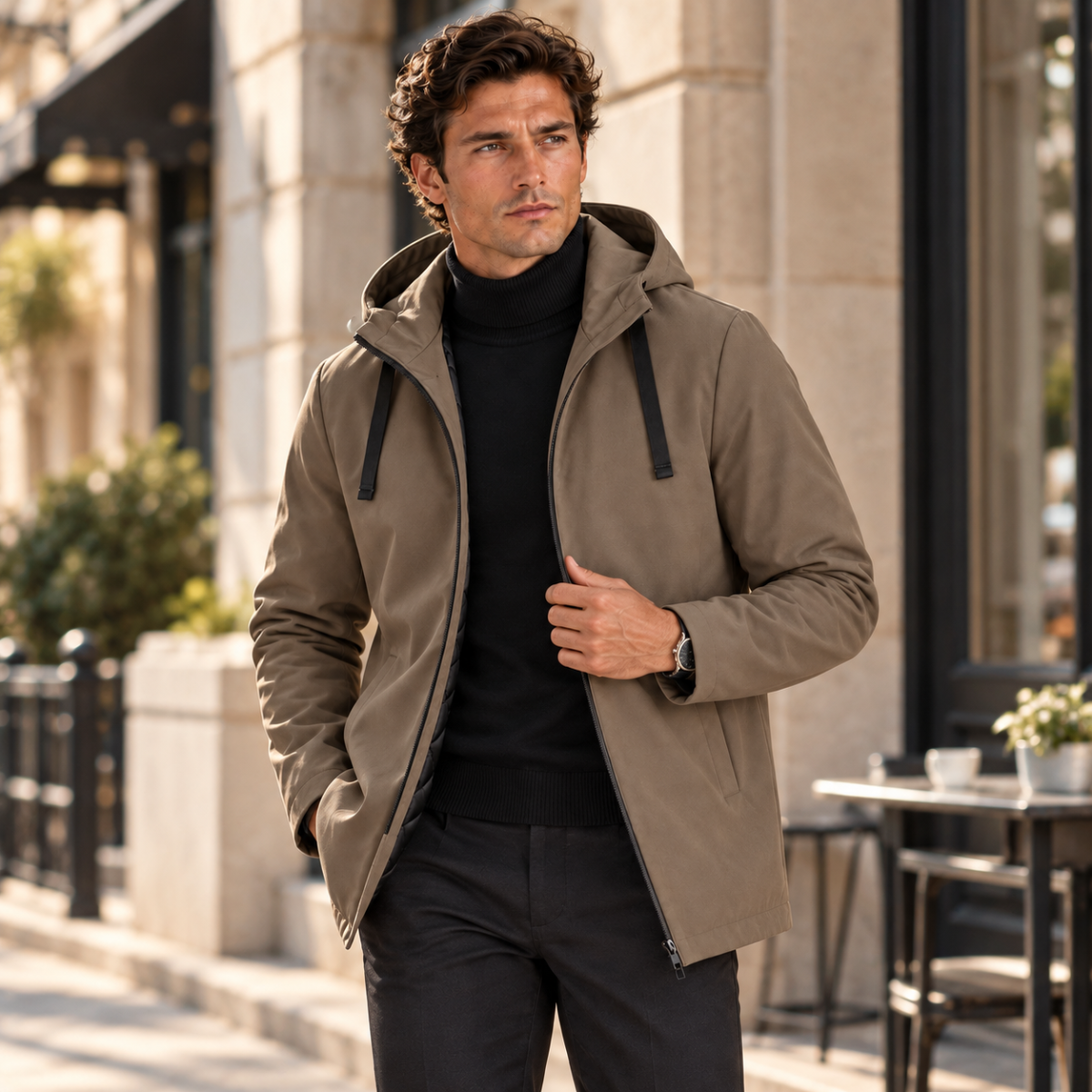 The Monarchs Men's Long Rain Jacket – Waterproof Windproof Hooded Coat