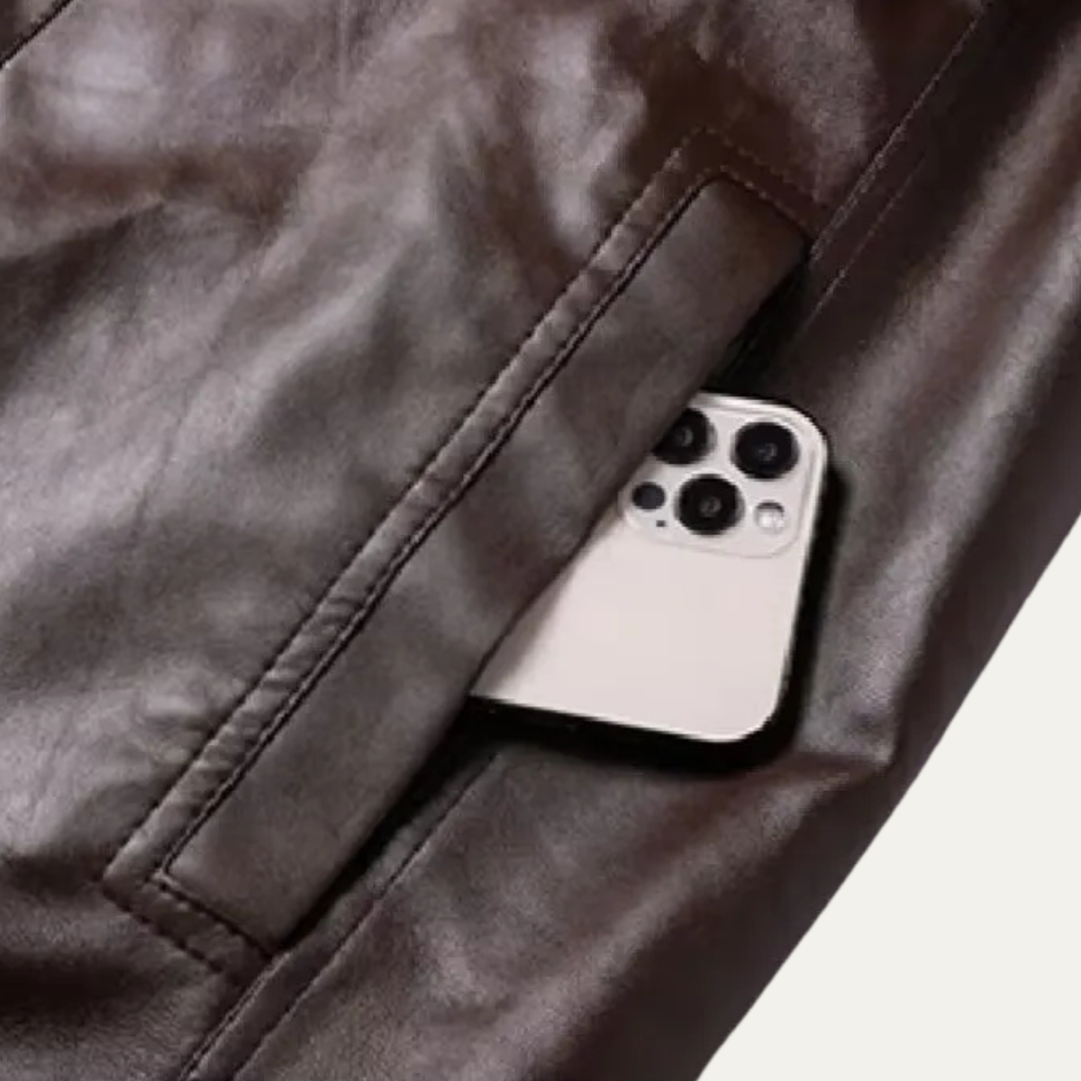 The Rosehill Men’s Classic Soft Fleece Lined Zip Up Coat Leather Jacket