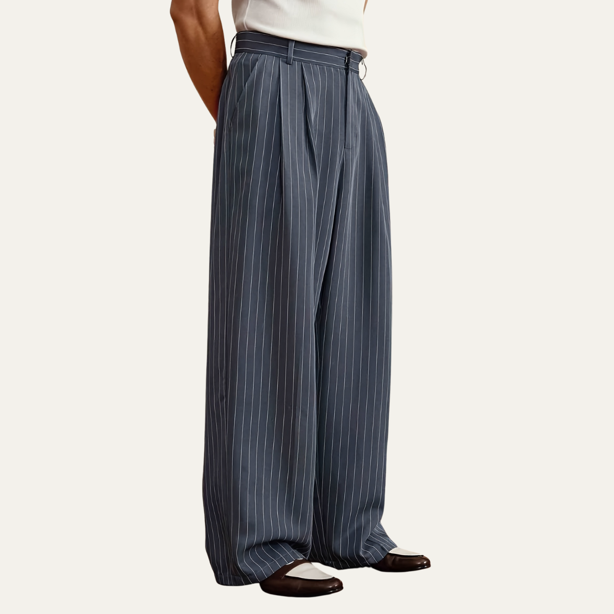The Ascot Men’s Vintage Wide Leg Pinstripe Dress Pants