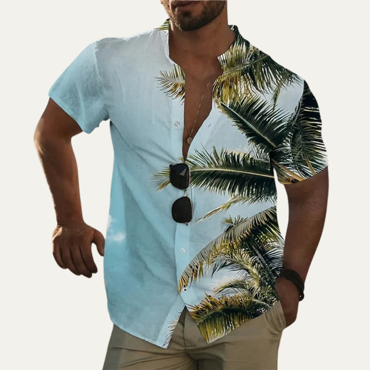 The Willowrun Men’s Classic Tropical Coconut Print Hawaiian Beach Shirt