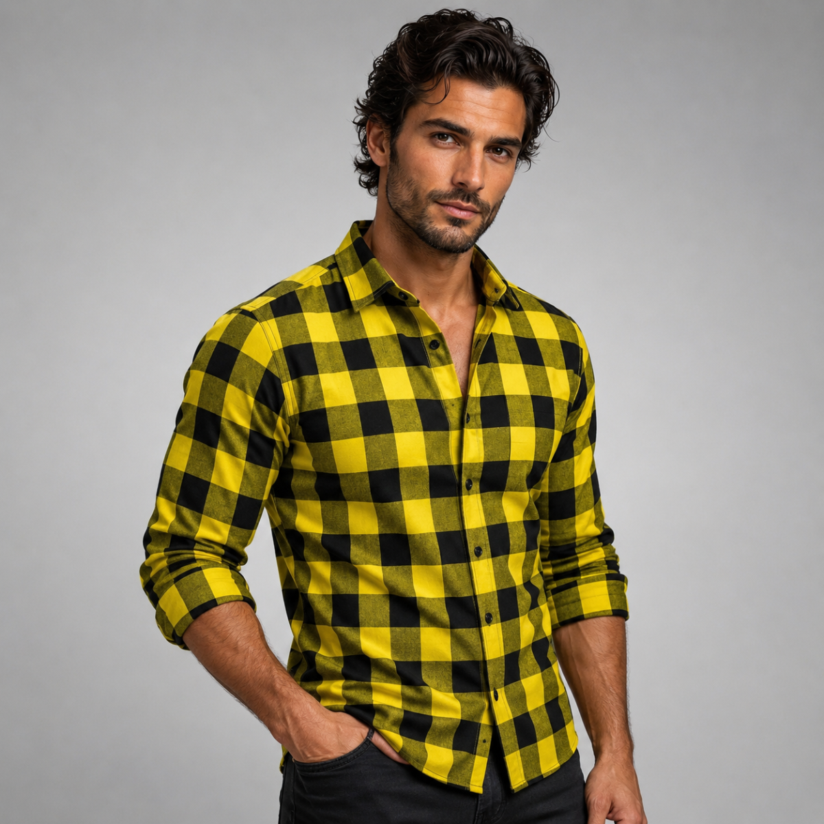 The Como Lago Men’s Casual Plaid Button Up Shirt