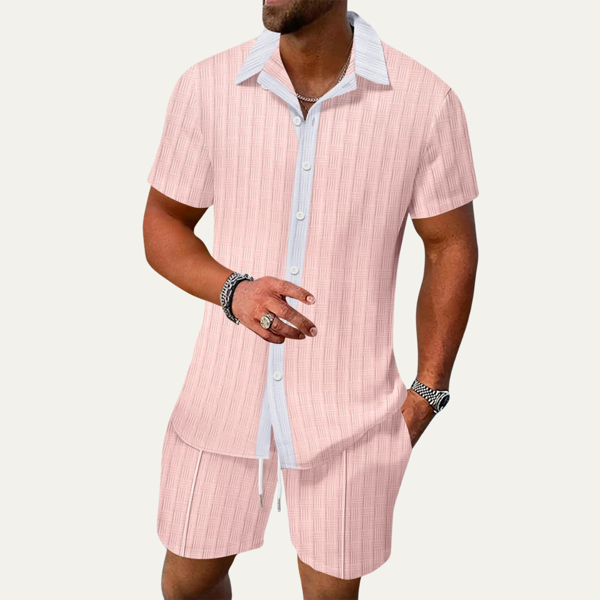 The Fairview Men’s Breathable Short Sleeve Shirt & Shorts Set