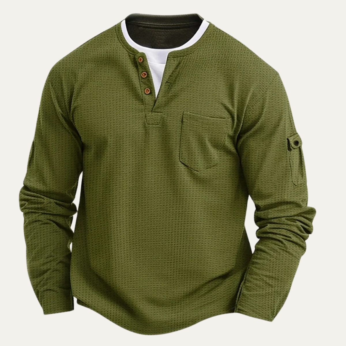 The Cedarbrook Creek Men’s Waffle Henley Buttop Up Causal T Shirt