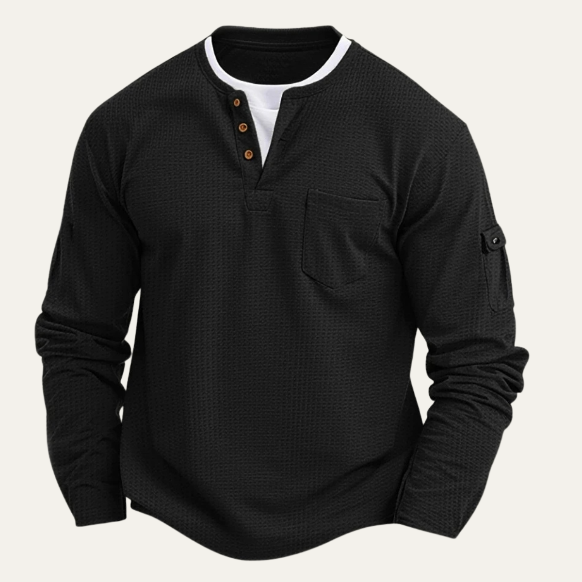 The Cedarbrook Creek Men’s Waffle Henley Buttop Up Causal T Shirt