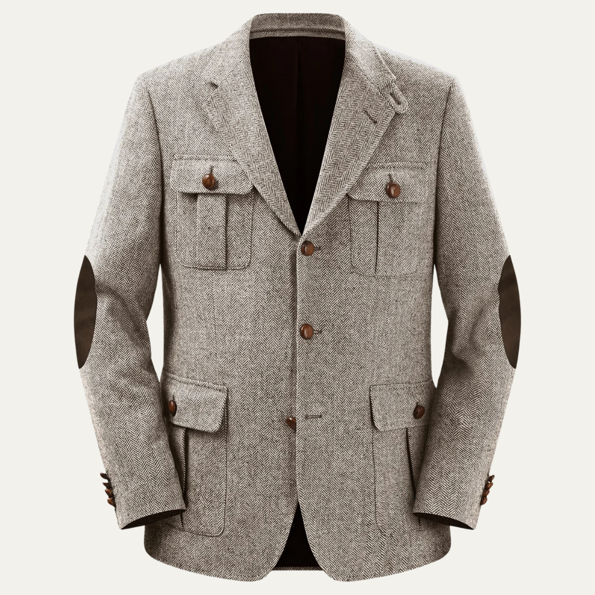 The Cagliari Men’s Elegant Tweed Blazer Jacket with Elbow Patches