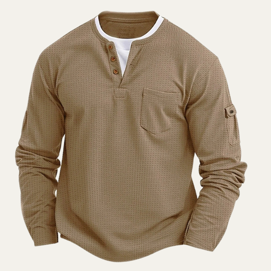 The Glencrest Creek Men’s Waffle Henley Buttop Up Trendy T Shirt