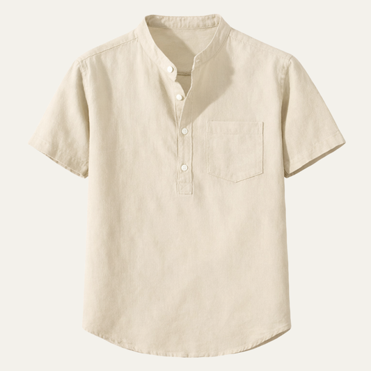 The Piacenza Men’s Cotton Stand Collar Summer Shirt