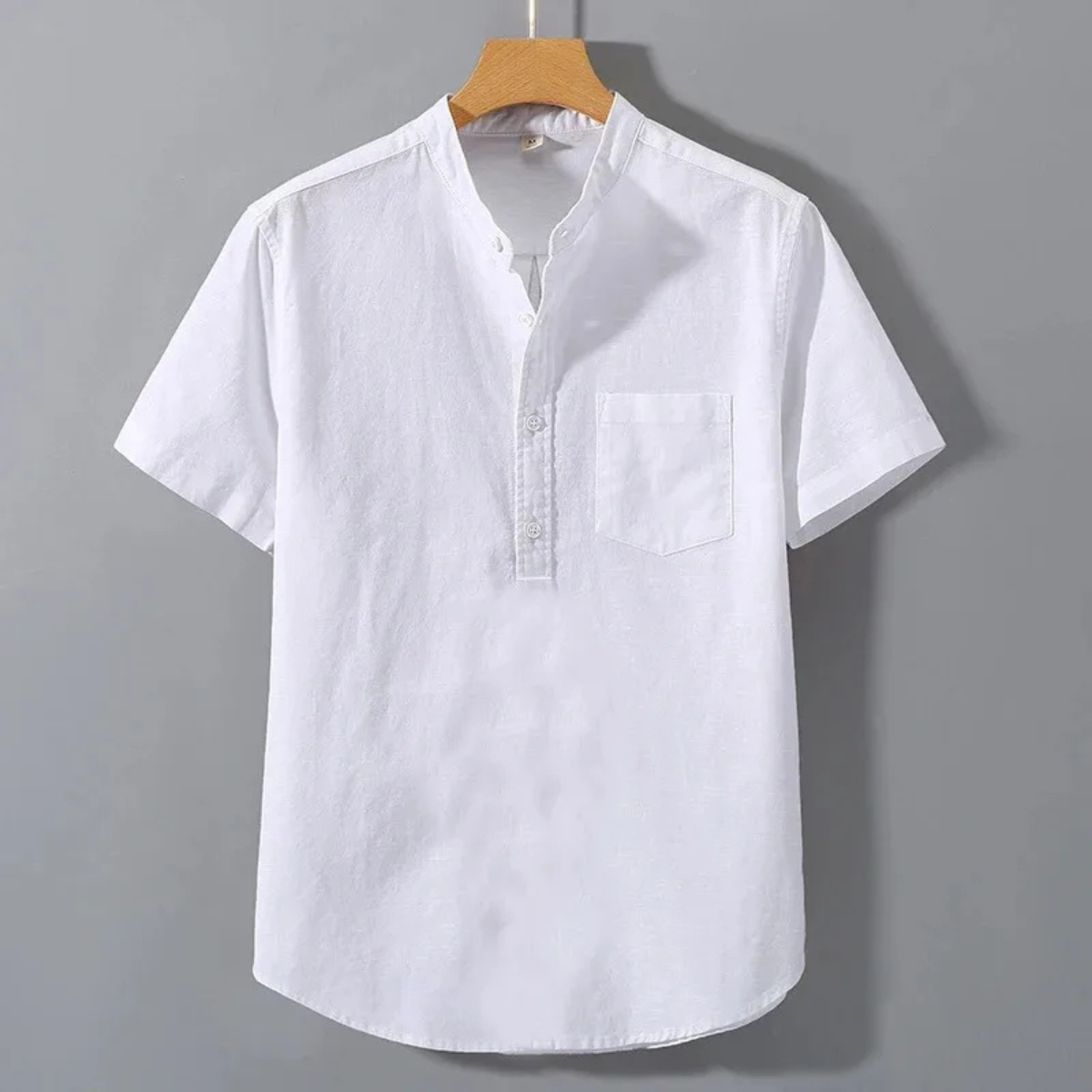 The Genova Men’s Stand Collar Casual Summer Henley Shirt