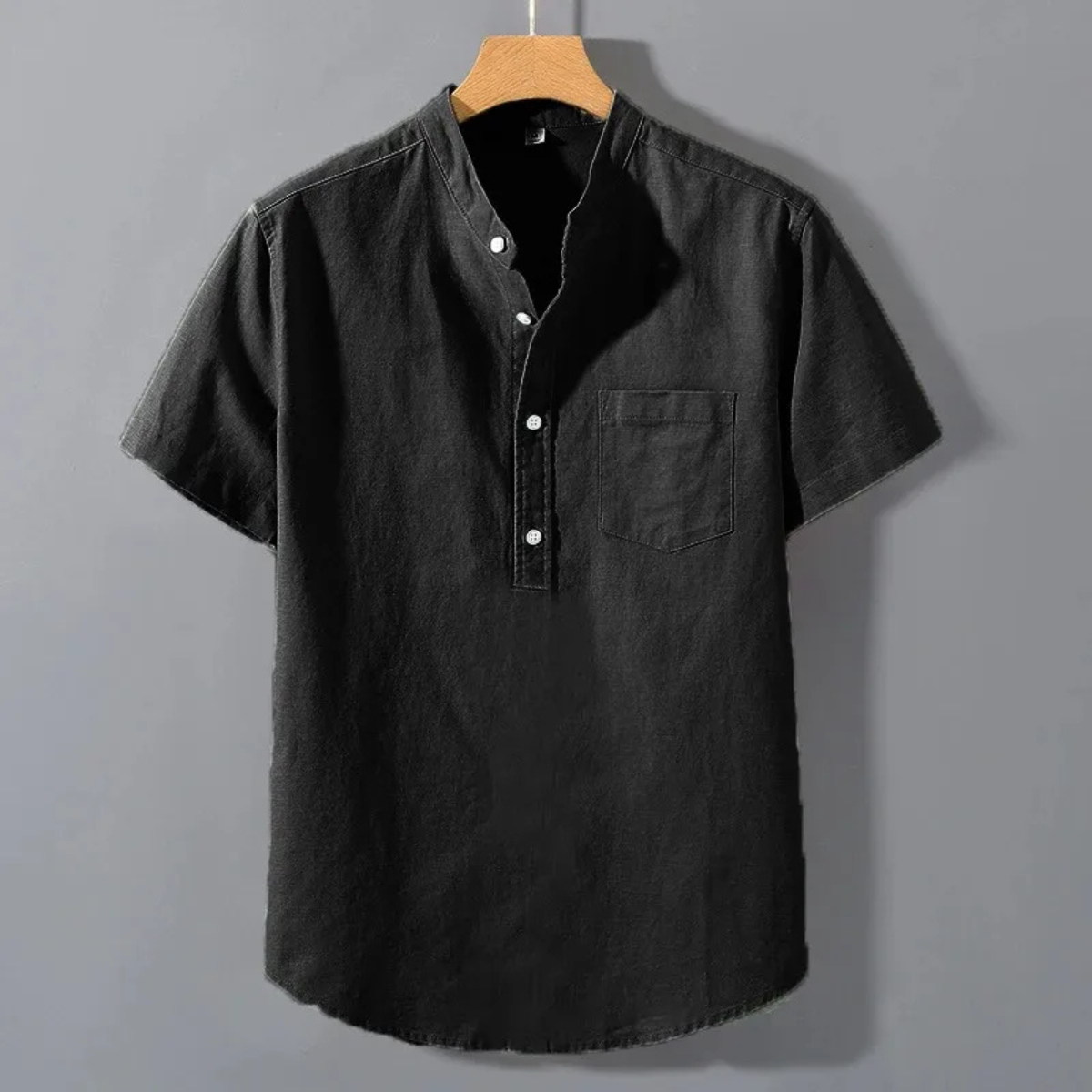 The Genova Men’s Stand Collar Casual Summer Henley Shirt