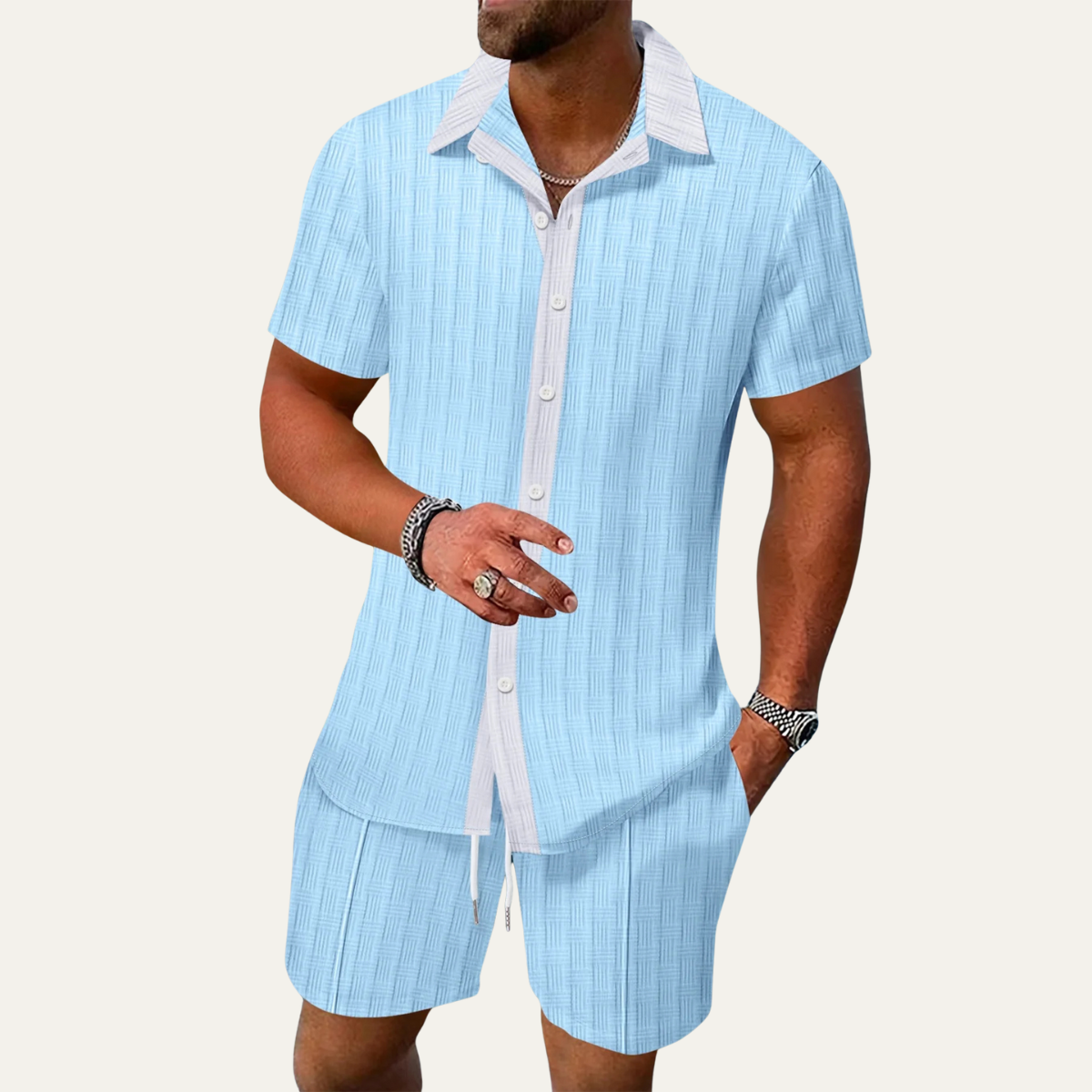 The Fairview Men’s Breathable Short Sleeve Shirt & Shorts Set