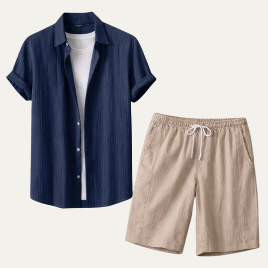 The Oakview Ridge Men’s Trendy Co Ord Set – Button Up Shirt & Drawstring Shorts