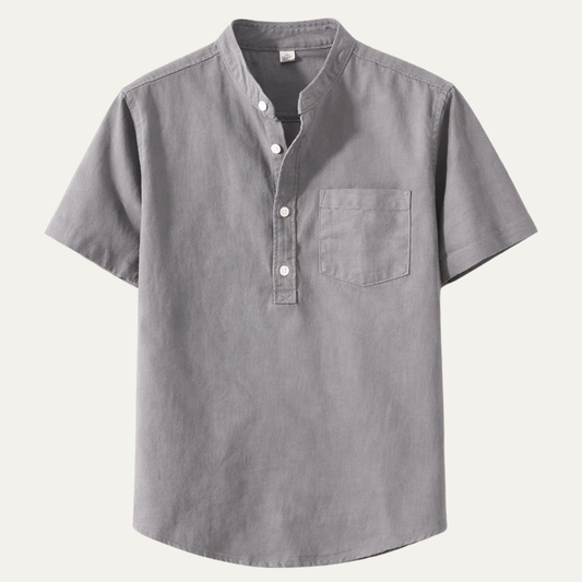 The Lecce Men’s Stand Collar Trendy Summer Henley Shirt