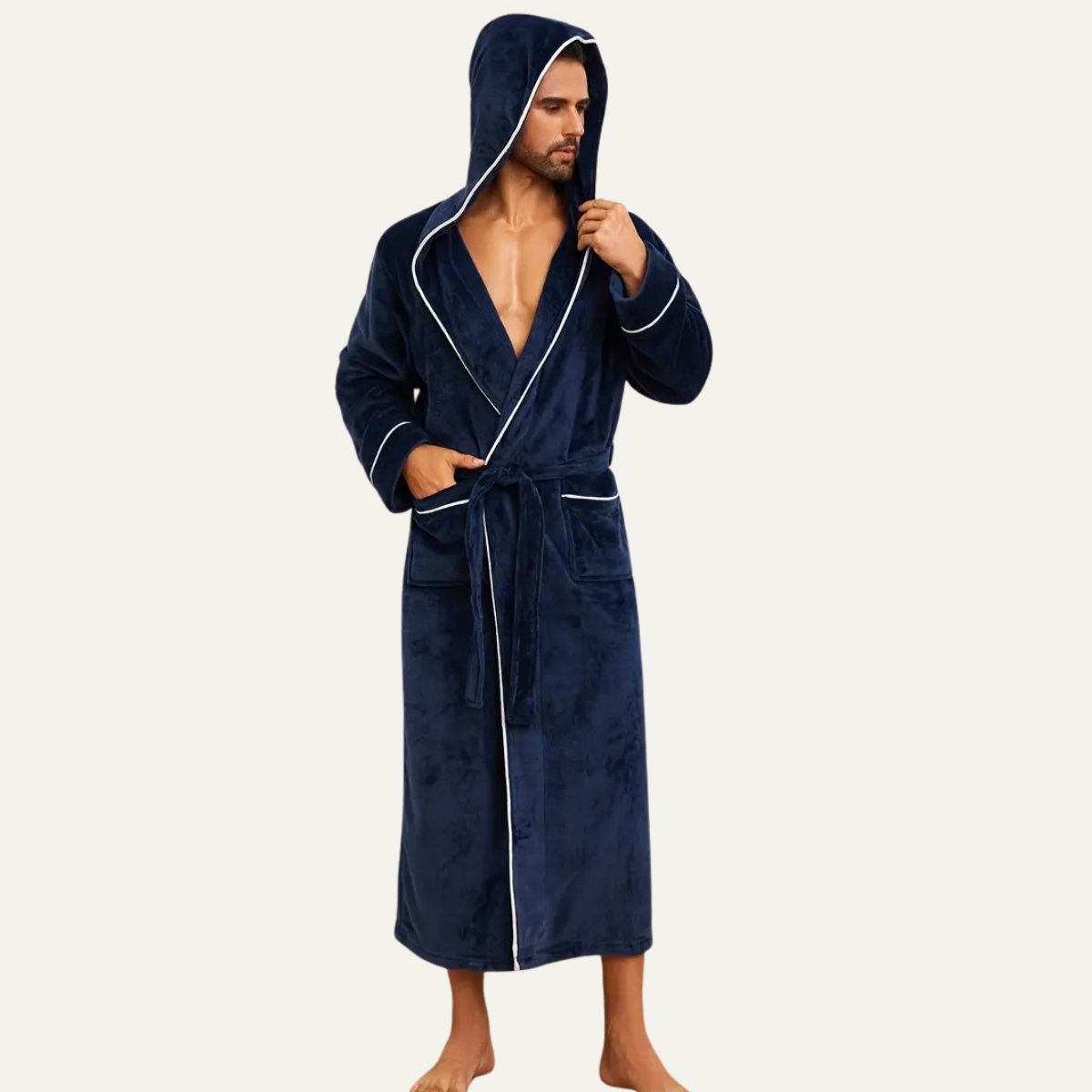 The Greenwich Men's Hooded Long Bathrobe with Belt
