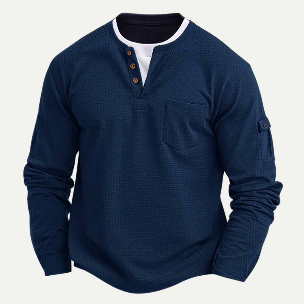 The Glencrest Creek Men’s Waffle Henley Buttop Up Trendy T Shirt