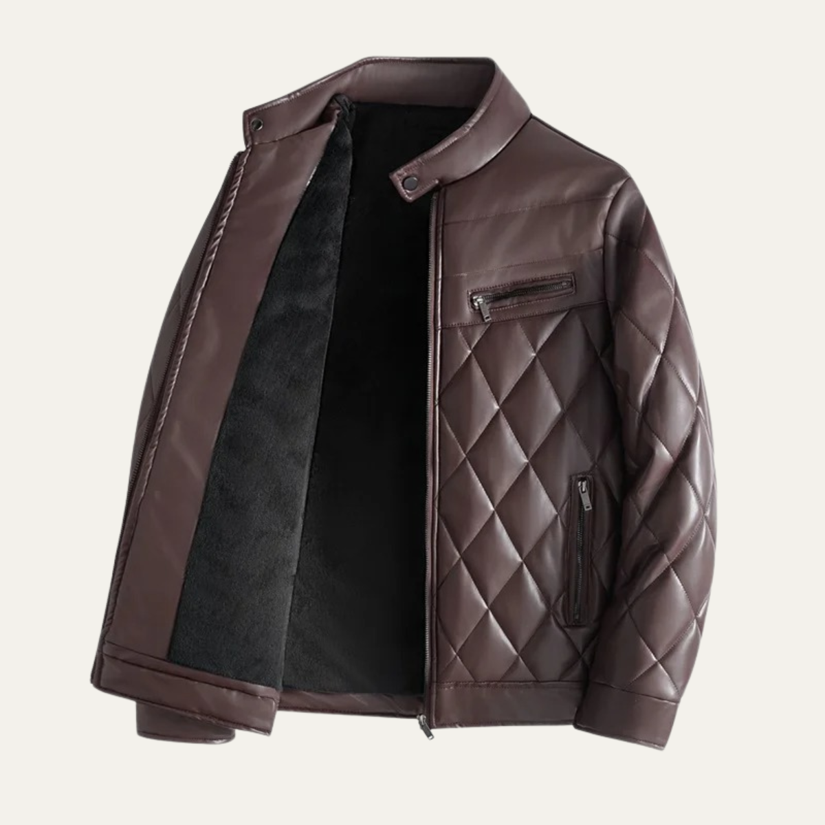 The Moscova Men's Winter Thickened Quilted Biker Leather Jacket