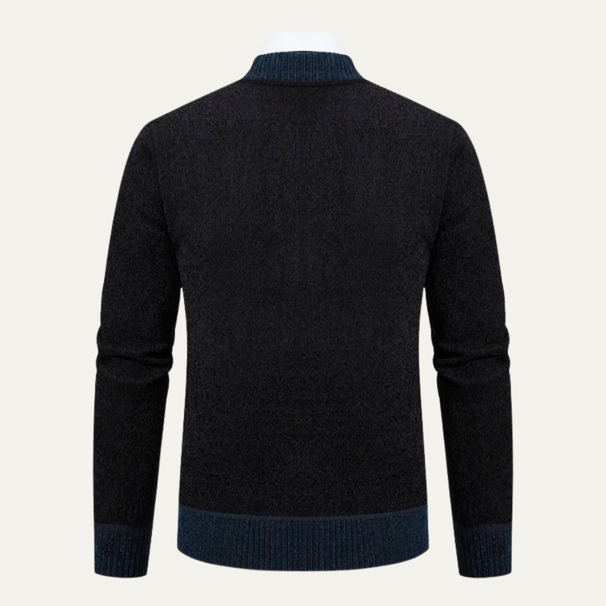 The Clapham Men's Embroidered Smart Knit Zip Sweater